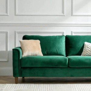 green-couch-with-green-pillow-it