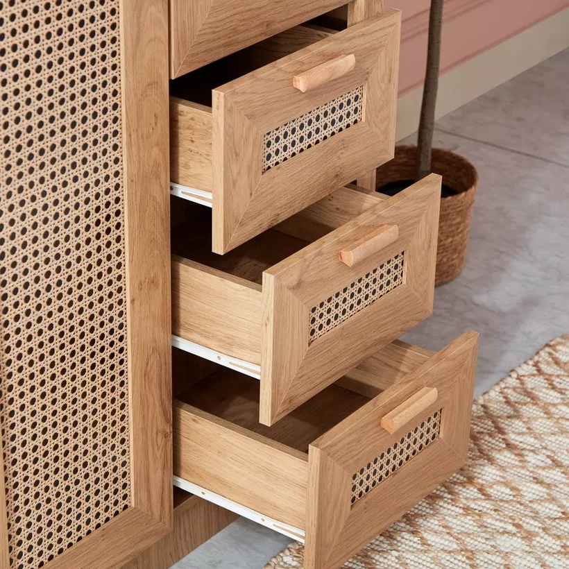 Java 3-Door Wardrobe with 3 Drawers and Mirror Java 3-Door Wardrobe with 3 Drawers and Mirror