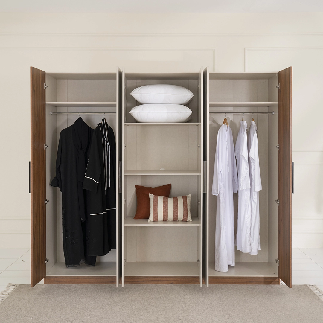 Ocean 6 Door Wardrobe – Walnut & Grey Ocean 6 Door Wardrobe – Walnut & Grey