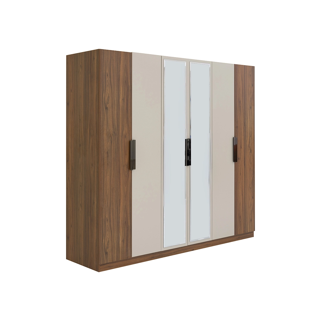 OCEAN-BED-SET-22-1 Ocean 6 Door Wardrobe – Walnut & Grey