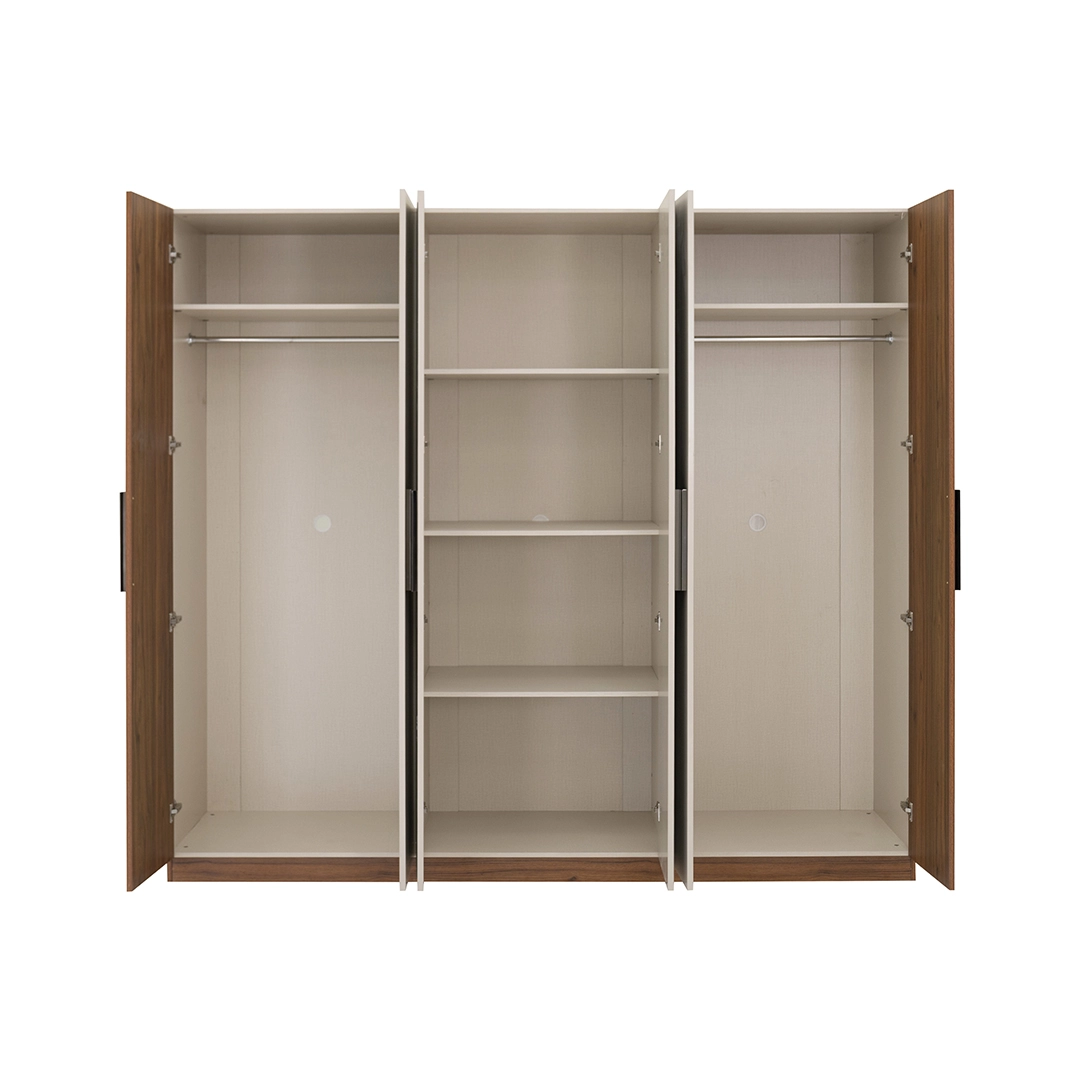 OCEAN-BED-SET-23-1 Ocean 6 Door Wardrobe – Walnut & Grey